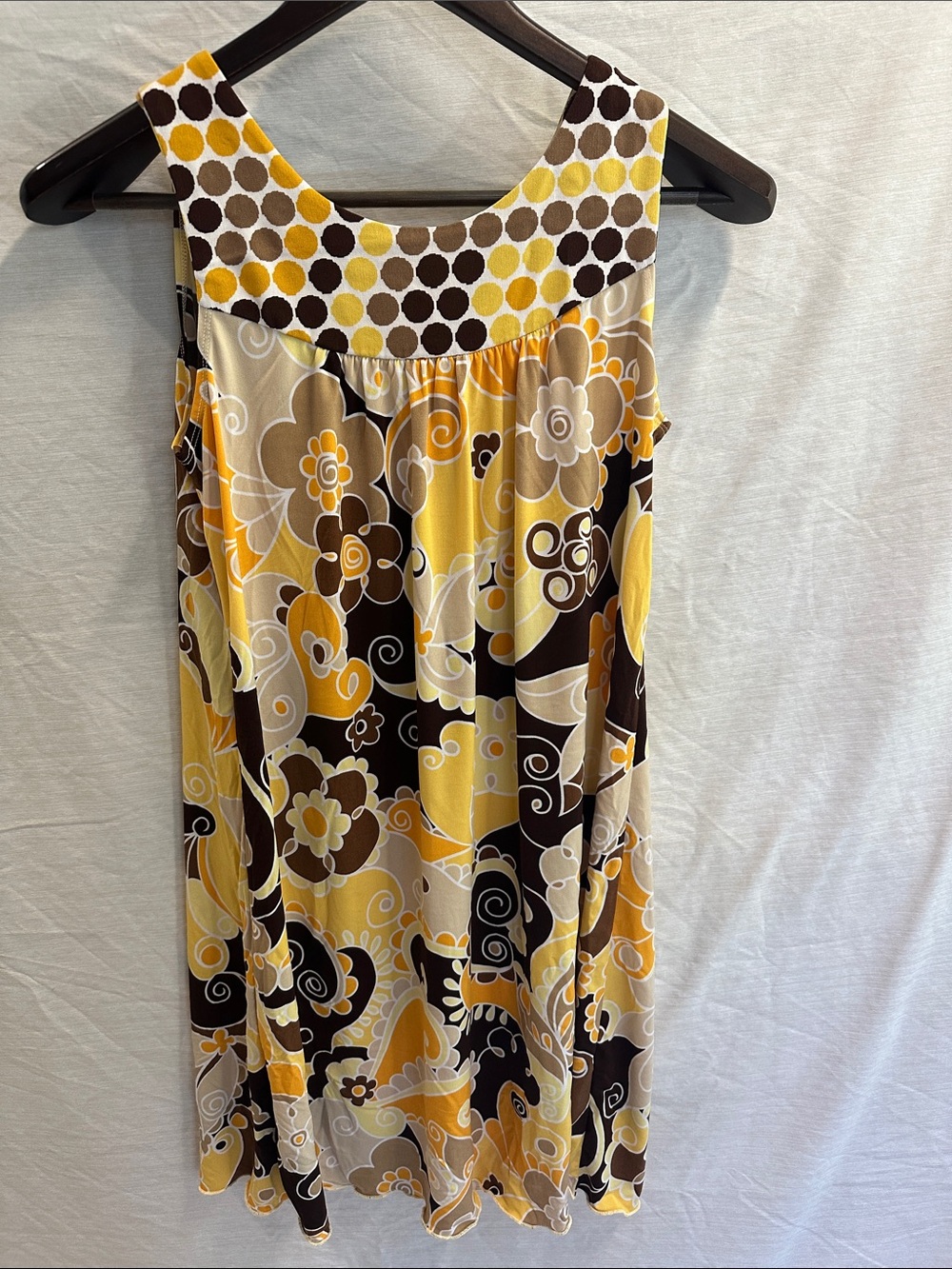 Yellow & Brown Floral A-Line Swing Skirt - Casual Women's Skirt